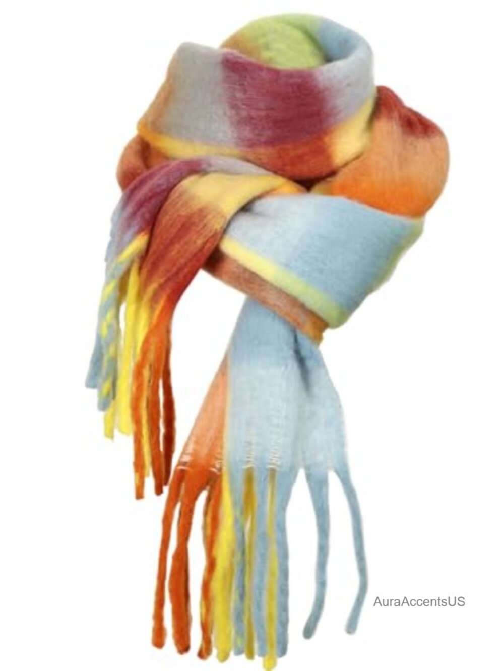 Oversized Blanket Scarf Winter Thick Plaid Fringed Cashmere Feel